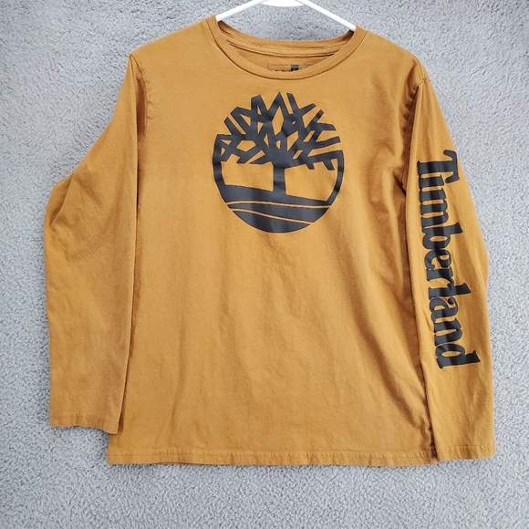 Timberland Other - Timberland Long Sleeve T Shirt Boys XL Logo Graphic Print Tan